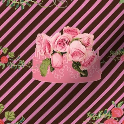 Cake on striped background