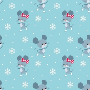 Large Little Winter Wonderland Ice Skating Mice