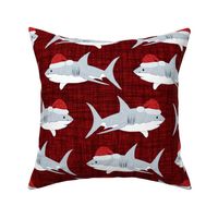 Shark Santa Red Fabric Look Background - Large Scale