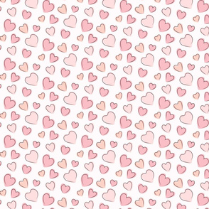 Pink hearts and lines - tiny scale ideal for masks