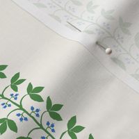 Berry Vine Stripe Blue and Green on Cream