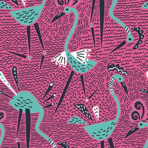 HappyCranes- Pink/Navy/Teal