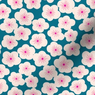 Japanese cherry blossom M in teal pink by Pippa Shaw