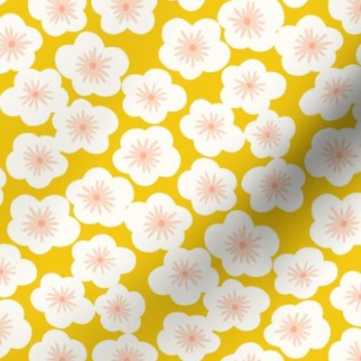 Japanese cherry blossom M in goldenrod mustard yellow by Pippa Shaw