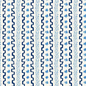Custom Anne Blue3 on creamzigzag stripe