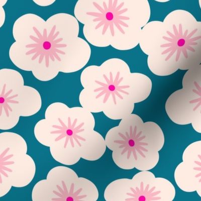 Japanese cherry blossom L in teal pink by Pippa Shaw