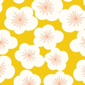 Japanese cherry blossom L in goldenrod mustard yellow by Pippa Shaw