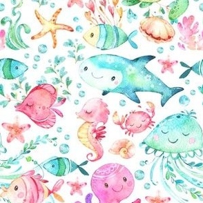 Sea Underwater  Watercolors