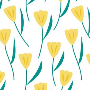 Yellow Tulips on White (Bold)