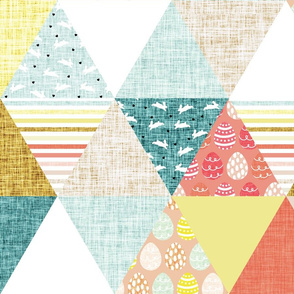 6" triangle wholecloth: easter eggs and bunnies