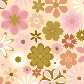 Vintage Floral Pink and Green