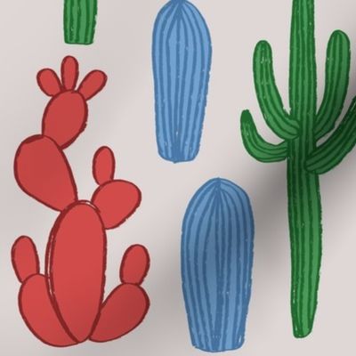 Cacti Colored Red Green Blue on AZ Grey