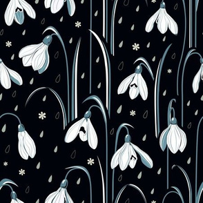 Snowdrops pattern dark