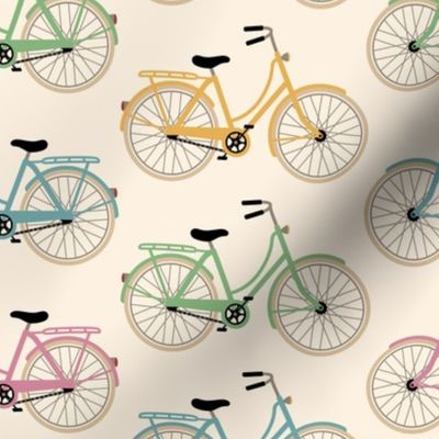 Retro bicycles pink green cream