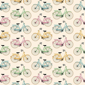 Retro bicycles pink green cream