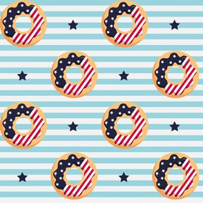 (M Scale) Flag Donuts with Navy Star on Light Blue Stripes
