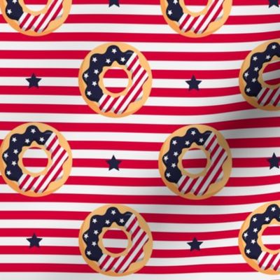 Flag Donuts with Navy Star on Red Stripes