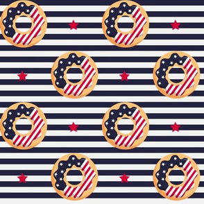 Flag Donuts with Red Star on Navy Blue Stripes