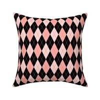 Pink and Black Preppy Argyle, 3” tall 