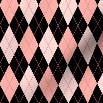 Pink and Black Preppy Argyle, 3” tall 