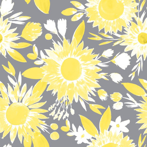 illuminating yellow sunflowers on ultimate gray pantone 2021