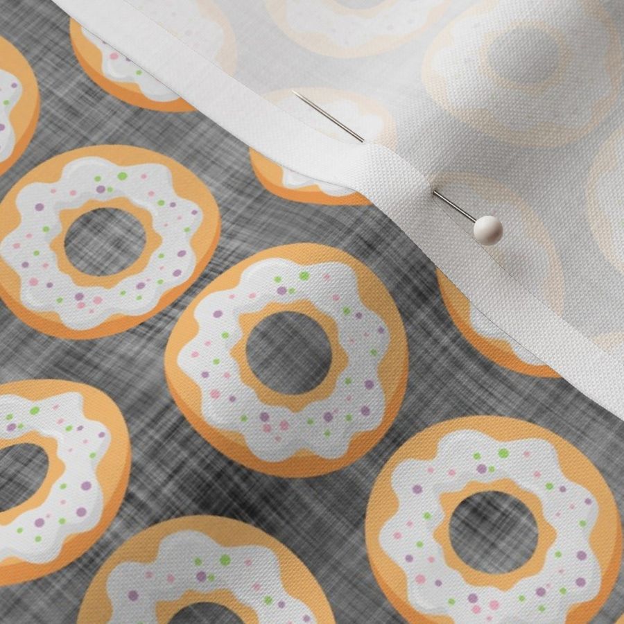 (S Scale) Sprinkles Donuts on Dark Grey Linen