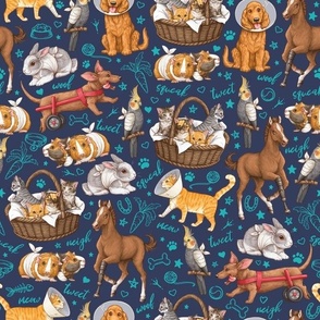 Pets on the Mend - Veterinary Fabric - Navy