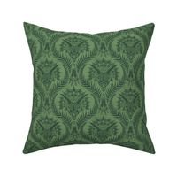 Triceratops Damask - Fern Green - medium scale 