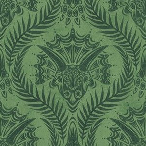 Triceratops Damask - Fern Green - medium scale 