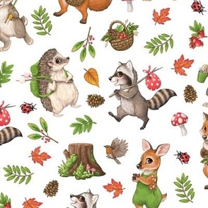 Woodland Animal Friends - White