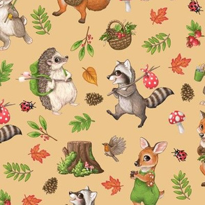 Woodland Animal Friends - Peach Orange