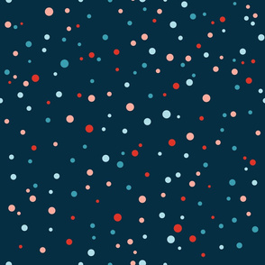 Colored polka dot on the dark blue background