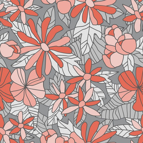 Flowers in Orange and Gray