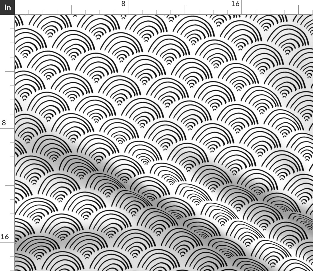 Monochrome fan hand drawn fan pattern