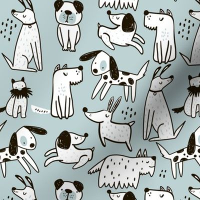 Hand drawn funny dogs