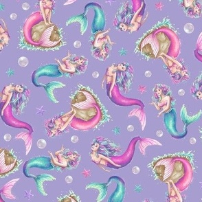 Watercolour Mermaids Scatter - Purple