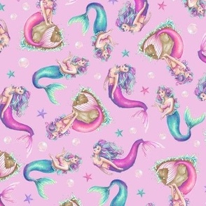 Watercolour Mermaids Scatter - Pink