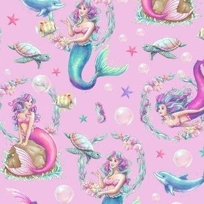 Watercolour Mermaids - Pink