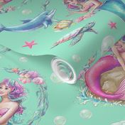 Watercolour Mermaids - Aqua