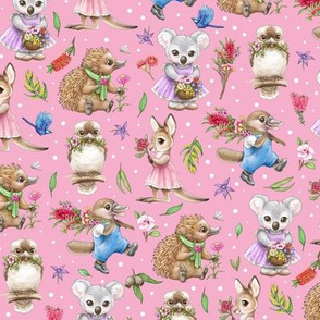 Australian Animals - Lil' Springtime Billy Lids - Pink