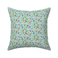 Australian Floral Print - Lil' Springtime Billy Lids - Turquoise