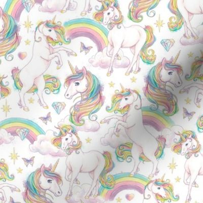 Rainbow Unicorn - White