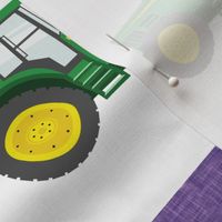 Farm Girl - Tractors - Green and Purple - Plaid - C21