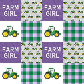 Farm Girl - Tractors - Green and Purple - Plaid - C21