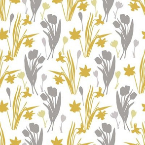 Spring flower silhouettes repeat pattern