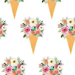 6" Floral Ice Cream Cone 