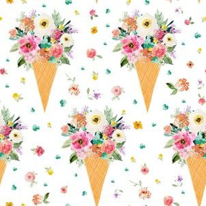 6" Floral Ice Cream Cone with Free Falling Florals 