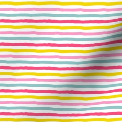 6" Pink Aqua and Yellow Stripes