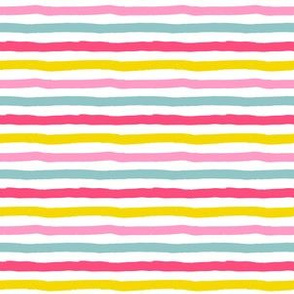 6" Pink Aqua and Yellow Stripes