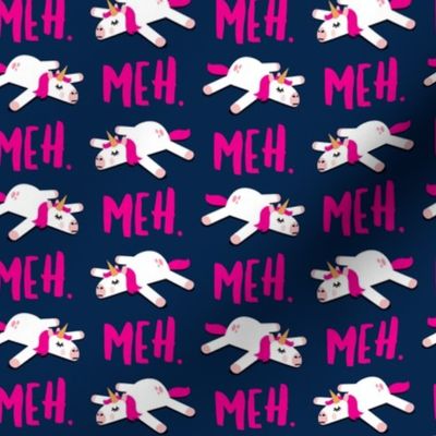 meh. - splooting unicorns - pink on navy - LAD21